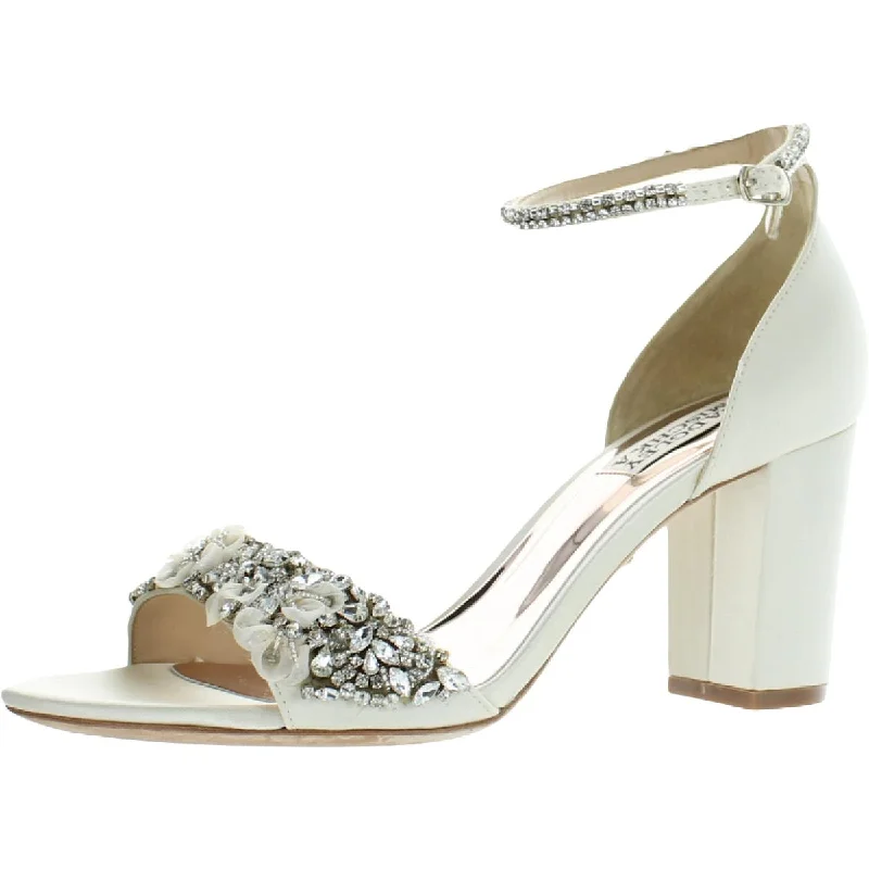 Badgley Mischka Womens Finesse Satin Rhinestone Evening Sandals