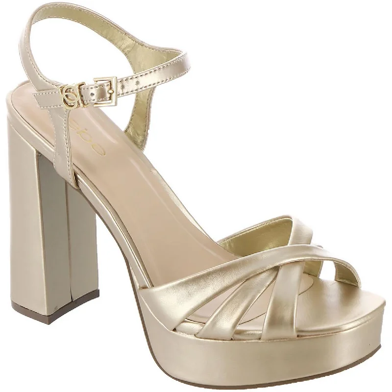 Bebe Womens Inessa Faux Leather Metallic Slingback Sandals
