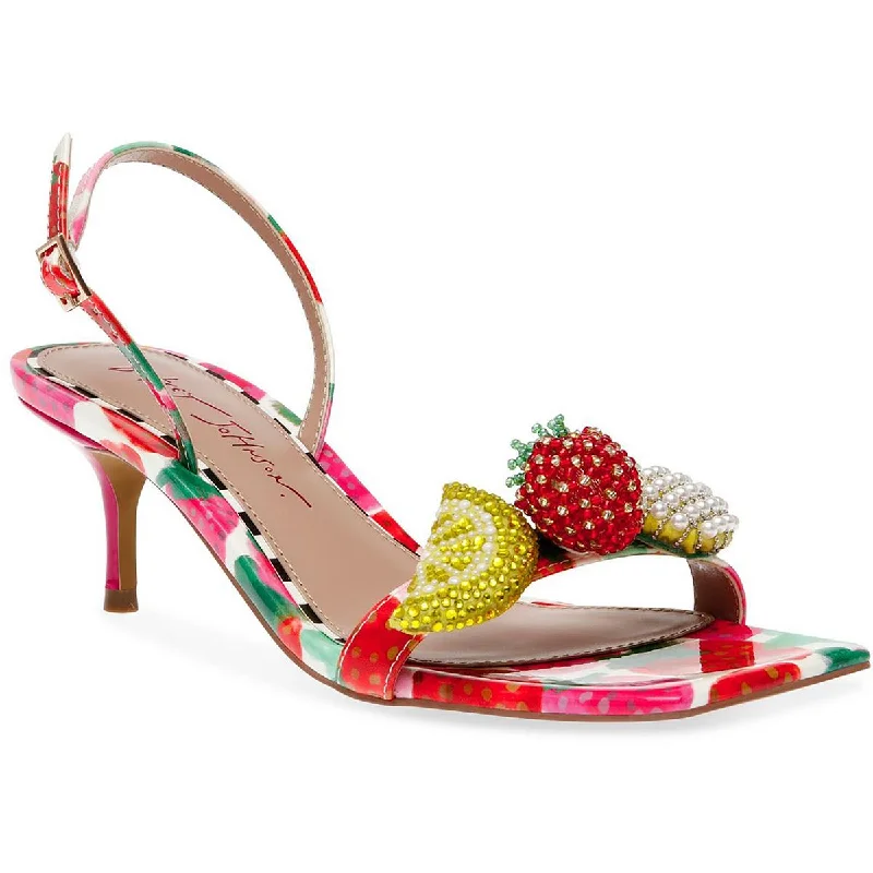 Betsey Johnson Womens Colson Patent Rhinestone Slingback Sandals