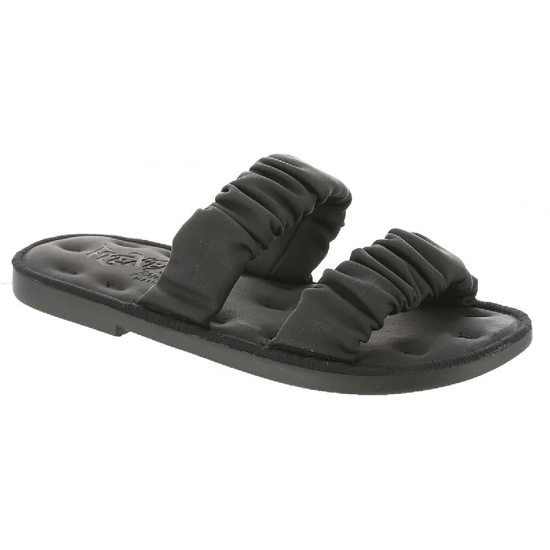 Blowfish Womens Noodle Faux Leather Slip-On Slide Sandals