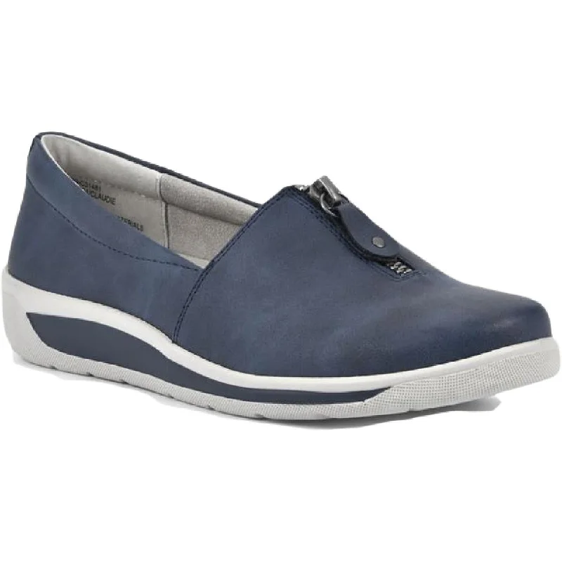Cliffs by White Mountain Womens Claudie Faux Leather Slip-On Sneakers