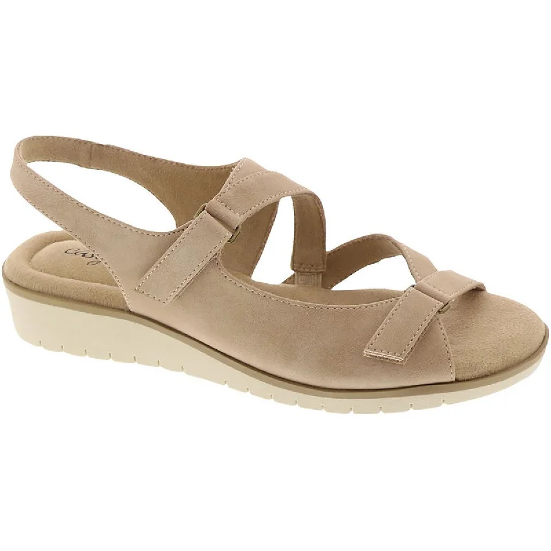 Easy Street Womens Faux Suede Adjustable Wedge Sandals