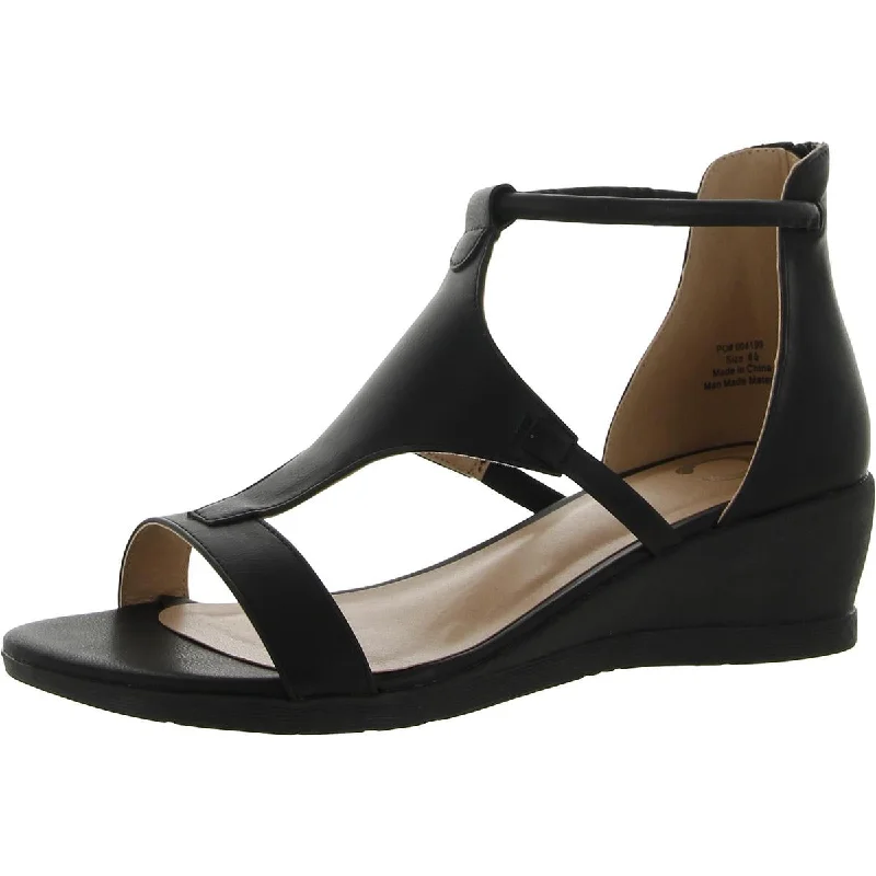 Journee Collection Womens Faux Leather Open Toe Wedge Sandals