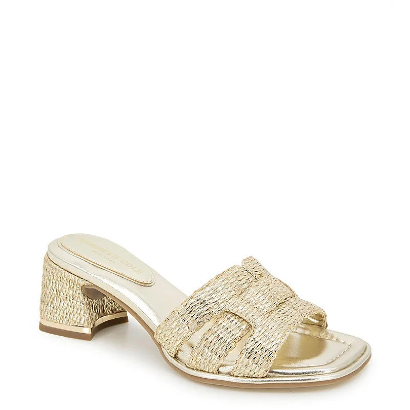Kenneth Cole Womens Harper Metallic Open Toe Heels