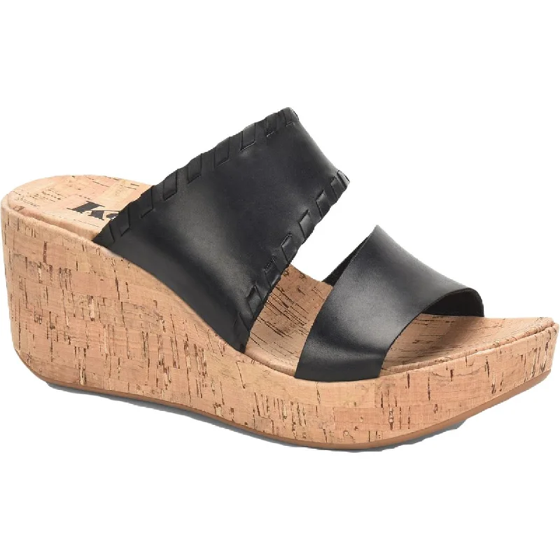 KORKS Womens Kendri Leather Cork Wedge Sandals