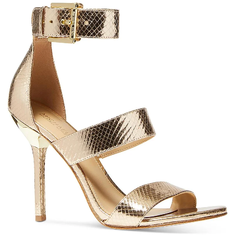 MICHAEL Michael Kors Womens Amal Leather Ankle Strap Heels