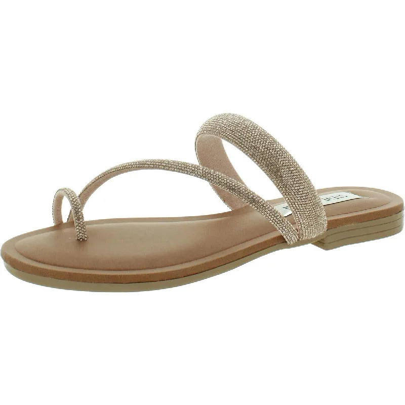 Steve Madden Womens Fiorra Open Toe Slip On Slide Sandals