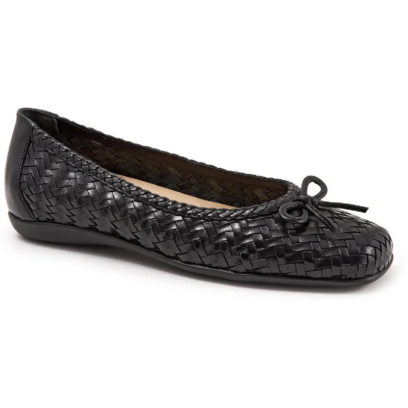 Trotters Womens Gillian Leather Square Toe Ballet Flats