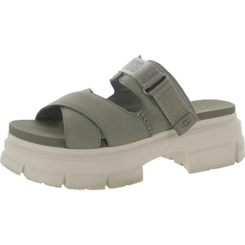 Ugg Womens Ashton Leather Slip on Platform Sandals